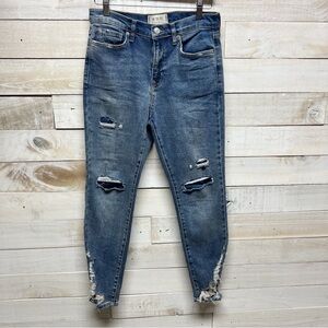 Free People We The Free Ankle Jeans Distressed Frayed Blue Womens Size 28‎